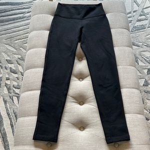 Lightly worn, black, fleece lined, Lululemon leggings, size 4/6.